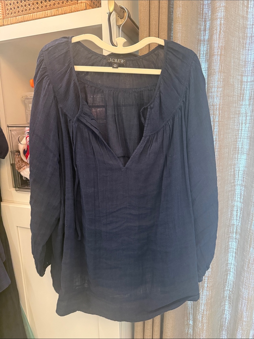 J. Crew Navy Peasant Tunic Top